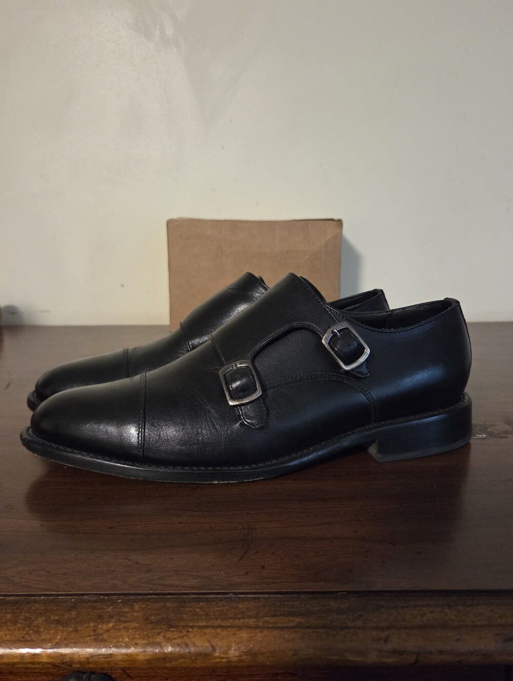 THURSDAY BOOT CO SAINT BLACK LEATHER DOUBLE MONK STRAP DRESS SHOES MENS SZ 8.5.